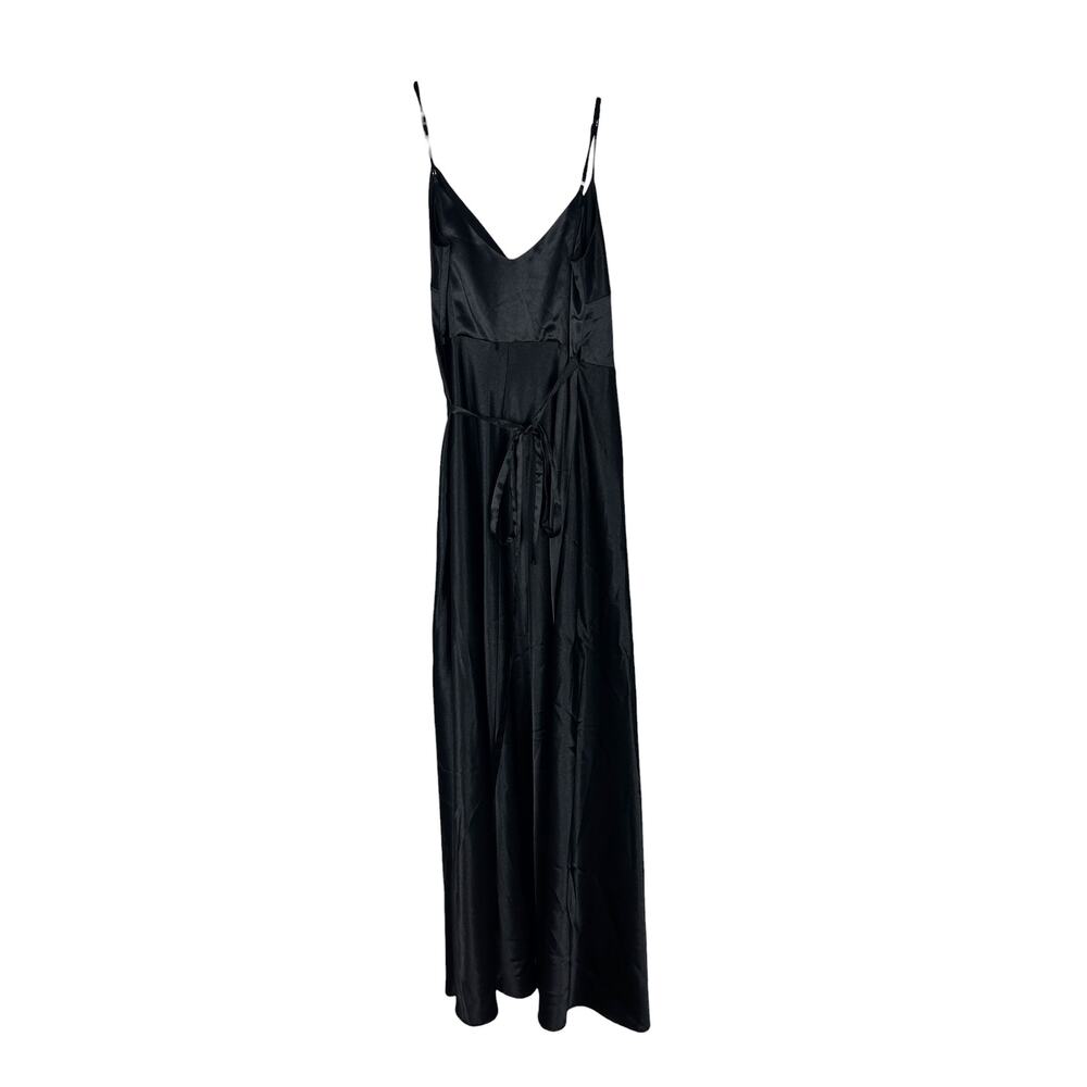 Birdy Gray Cindy Matte Satin Black Spaghetti Strap Black Wrap Dress XS - Picture 4 of 8